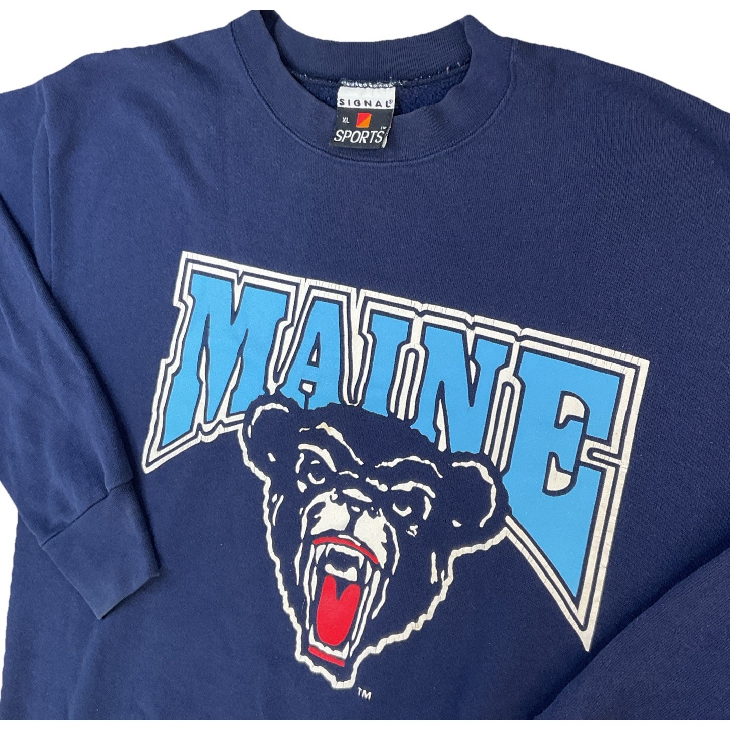 Vintage Maine Black Bears Sweatshirt 80s 90s Signal Sports Pullover Men Xl Usa